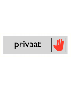 Deurbordje "Privaat", 165 x 45 mm, alu-look