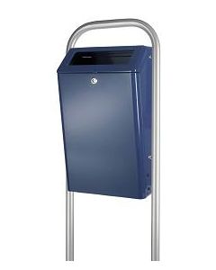 Buitenafvalbak gepoedercoated aluminium, inhoud 50 liter, kleur blauw