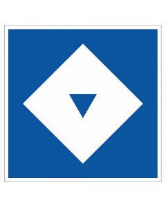 Scheepvaartbord E.5.13 / Toestemming ligplaats te nemen (ankeren en meren) uitsluitend voor schepen — zowel duwvaart als andere schepen dan duwvaart — die één blauwe kegel of één blauw licht moeten voeren, aan de zijde van de vaarweg waar het bord is gepl