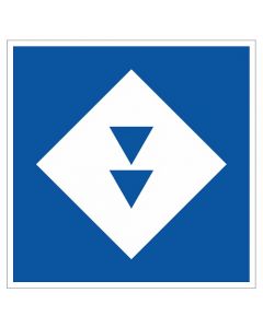 Scheepvaartbord E.5.14 / Toestemming ligplaats te nemen (ankeren en meren) uitsluitend voor schepen — zowel duwvaart als andere schepen dan duwvaart — die twee blauwe kegels of twee blauwe lichten moeten voeren, aan de zijde van de vaarweg waar het bord i