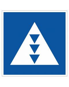 Scheepvaartbord E.5.7 / Toestemming ligplaats te nemen (ankeren en meren) uitsluitend voor duwvaart die drie blauwe kegels of drie blauwe lichten moet voeren aan de zijde van de vaarweg, waar het bord is geplaatst