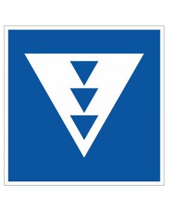 Scheepvaartbord E.5.11 / Toestemming ligplaats te nemen (ankeren en meren) uitsluitend voor andere schepen dan duwvaart die drie blauwe kegels of drie blauwe lichten moeten voeren, aan de zijde van de vaarweg waar het bord is geplaatst