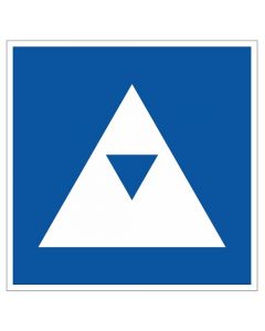 Scheepvaartbord E.5.5 / Toestemming ligplaats te nemen (ankeren en meren) uitsluitend voor duwvaart die één blauwe kegel of één blauw licht moet voeren, aan de zijde van de vaarweg waar het bord is geplaatst