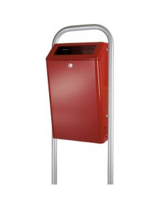 Buitenafvalbak gepoedercoated aluminium, inhoud 50 liter, kleur bordeaux