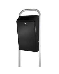 Buitenafvalbak gepoedercoated aluminium, inhoud 50 liter, kleur zwart/grijs