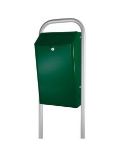 Buitenafvalbak gepoedercoated aluminium met pushklep, inhoud 50 liter, kleur groen