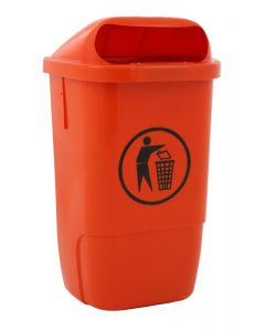 Kunststof buitenafvalbak H74 inhoud 50 liter, kleur oranje