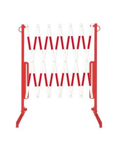 Schaarhek staal, circa 360 x 100 cm, kleur rood/wit