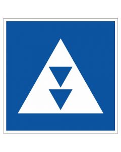 Scheepvaartbord E.5.6 / Toestemming ligplaats te nemen (ankeren en meren) uitsluitend voor duwvaart die twee blauwe kegels of twee blauwe lichten moet voeren, aan de zijde van de vaarweg waar het bord is geplaatst