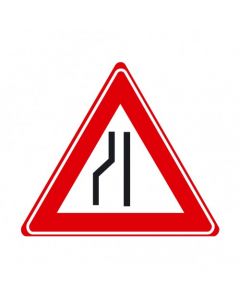 Verkeersbord J19 - Waarschuwing rijbaanversmalling links
