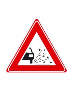 Verkeersbord J25 - Waarschuwing losliggende stenen