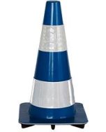 Afzetkegel 50 cm blauw soepel pvc met 2 witte reflecterende (H.I.) banden