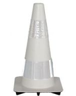 Afzetkegel 50 cm wit soepel pvc met 2 witte reflecterende (H.I.) banden