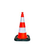 Afzetkegel 75 cm hard pvc oranje met 2 H.I. reflecterende banden