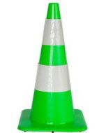 Afzetkegel 75 cm limoen groen soepel pvc met 2 witte reflecterende (H.I.) banden