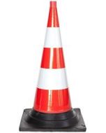 Afzetkegel 75 cm PVC volledig reflecterend met voet in zwart gevulkaniseerd rubber