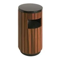 Ronde afvalbak hout look 33 liter