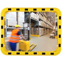 Industrie verkeersspiegel 60 x 80 cm geel/zwarte rand
