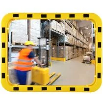 Rechthoekige industriespiegel 60 x 80 cm met geel-zwarte rand