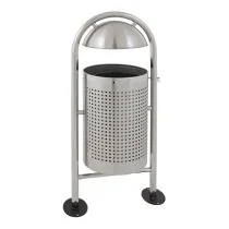 Buitenafvalbak met regendak RVS Mat 27 liter