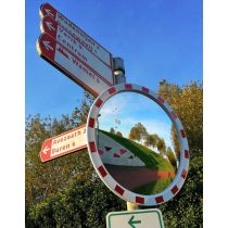 Acryl verkeersspiegel, rand rood/wit geblokt, diameter Ø 50 cm