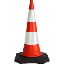 Afzetkegel 100 cm hard pvc oranje met 2 H.I. reflecterende banden