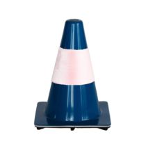Afzetkegel 30 cm blauw met 1 witte reflecterende band soepel pvc