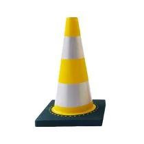 Afzetkegel 45 cm geel PVC met 2 witte reflecterende banden