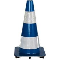 Afzetkegel 50 cm blauw soepel pvc met 2 witte reflecterende (H.I.) banden