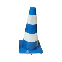 Afzetkegel 50 cm blauw soepel pvc met 2 witte reflecterende banden