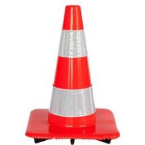 Afzetkegel 50 cm fluor oranje met 2 H.I. banden verzwaard