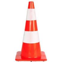 Afzetkegel 50 cm fluor oranje met 2 witte reflecterende banden
