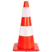 Afzetkegel 50 cm fluor oranje met 2 witte reflecterende banden