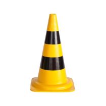 Afzetkegel 50 cm geel soepel pvc met 2 zwarte banden