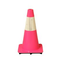 Afzetkegel 50 cm roze soepel pvc met 1 witte reflecterende (H.I.) band
