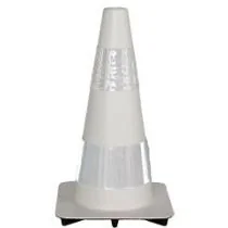 Afzetkegel 50 cm wit soepel pvc met 2 witte reflecterende (H.I.) banden