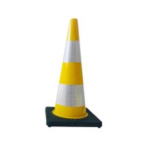 Afzetkegel 70 cm pvc geel met 2 H.I. reflecterende banden