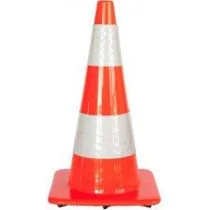 Afzetkegel 75 cm fluor oranje met 2 H.I. reflecterende banden verzwaard