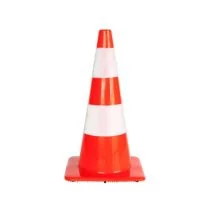 Afzetkegel 75 cm fluor oranje met 2 witte reflecterende banden verzwaard