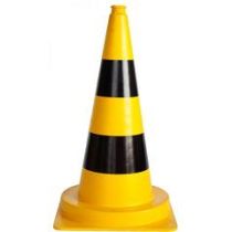 Afzetkegel 75 cm geel soepel pvc met 2 zwarte banden