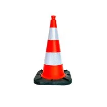 Afzetkegel 75 cm hard pvc oranje met 2 H.I. reflecterende banden