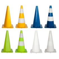 Afzetkegel 75 cm wit soepel pvc met 2 witte reflecterende (H.I.) banden