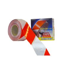 Afzetlint reflecterend 250 meter x 7,5 cm, rood/wit