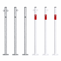 Afzetpaal 42 mm 900 mm met voetplaat – Verzinkt of wit/rood gecoat