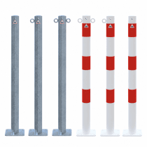 Afzetpaal 60 mm 900 mm met voetplaat – Verzinkt of wit/rood gecoat