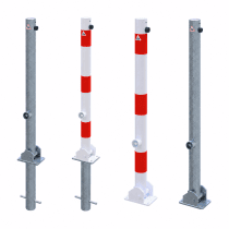 Afzetpaal 60 mm 900 mm omkeerbaar met driehoekslot – Verzinkt of wit/rood gecoat