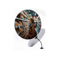 Achterzijde JISLON binnenspiegel Ø 80 cm van acrylaat met flexibele bevestigingsbeugel