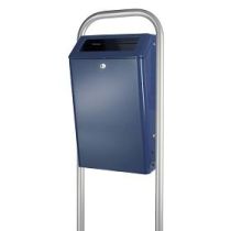 Buitenafvalbak gepoedercoated aluminium, inhoud 50 liter, kleur blauw