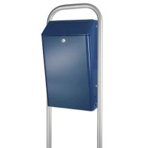 Buitenafvalbak gepoedercoated aluminium met pushklep, inhoud 50 liter, kleur blauw