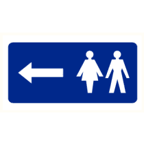 Dames en heren toilet links